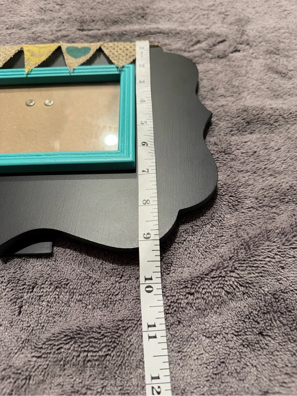 Hobby Lobby Black Frame with Turquoise Inner Frame and Burlap Banner